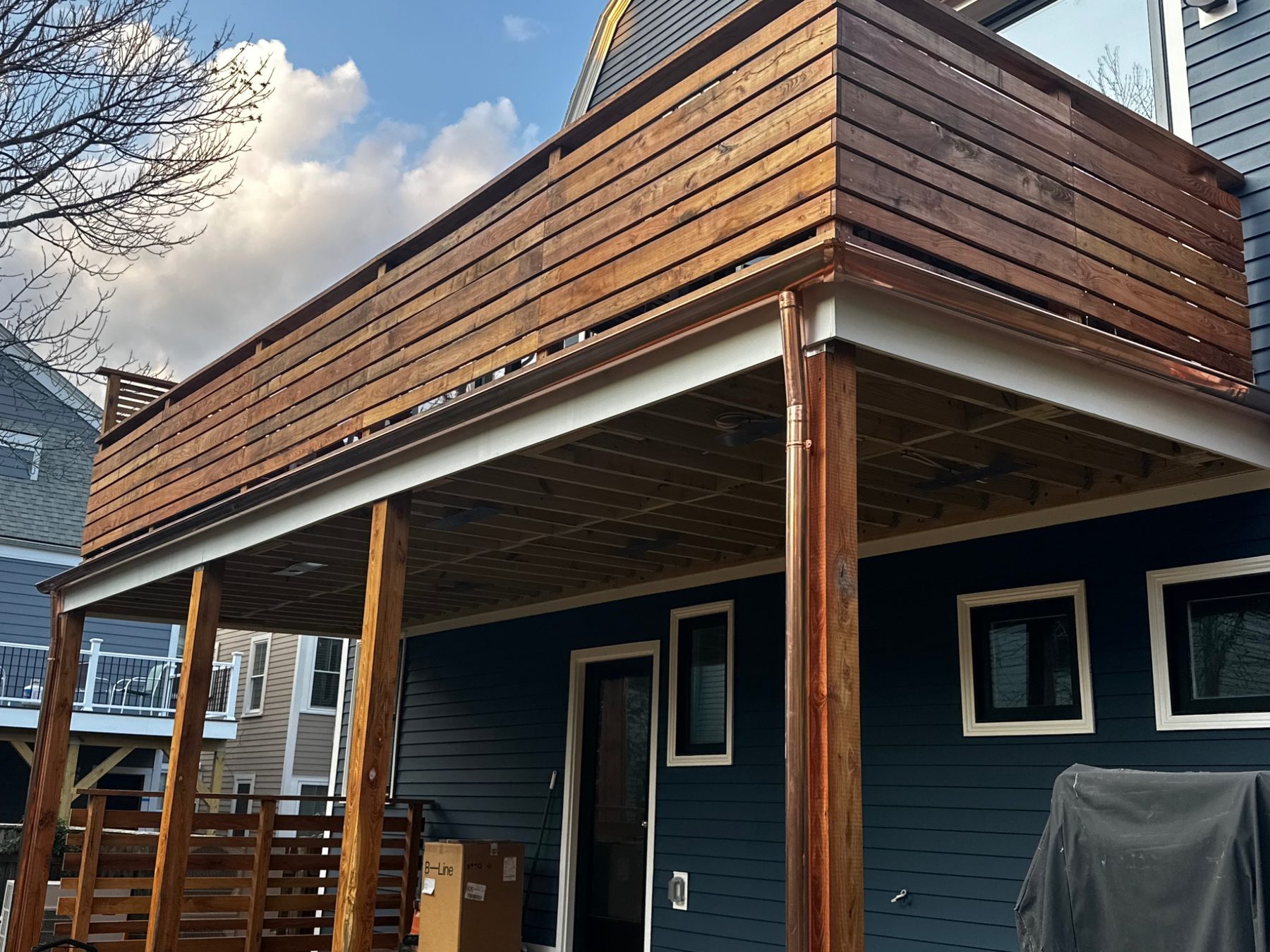 Large elevated wood deck