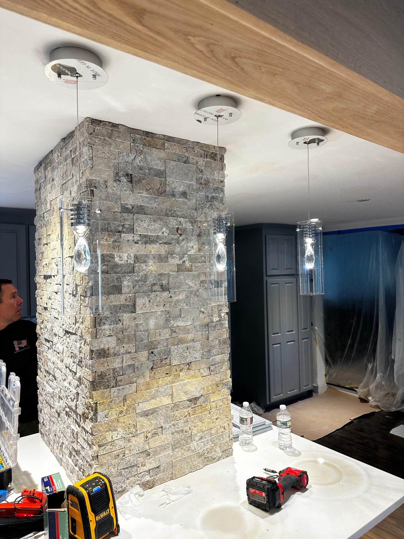 Stone and lighting finish detail